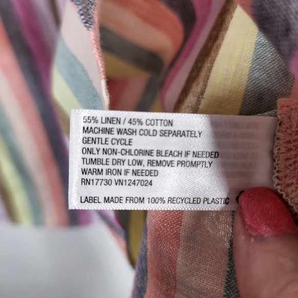 GOODFELLOW & CO STRIPED LINEN BLEND BLOUSE - Picture 7 of 9